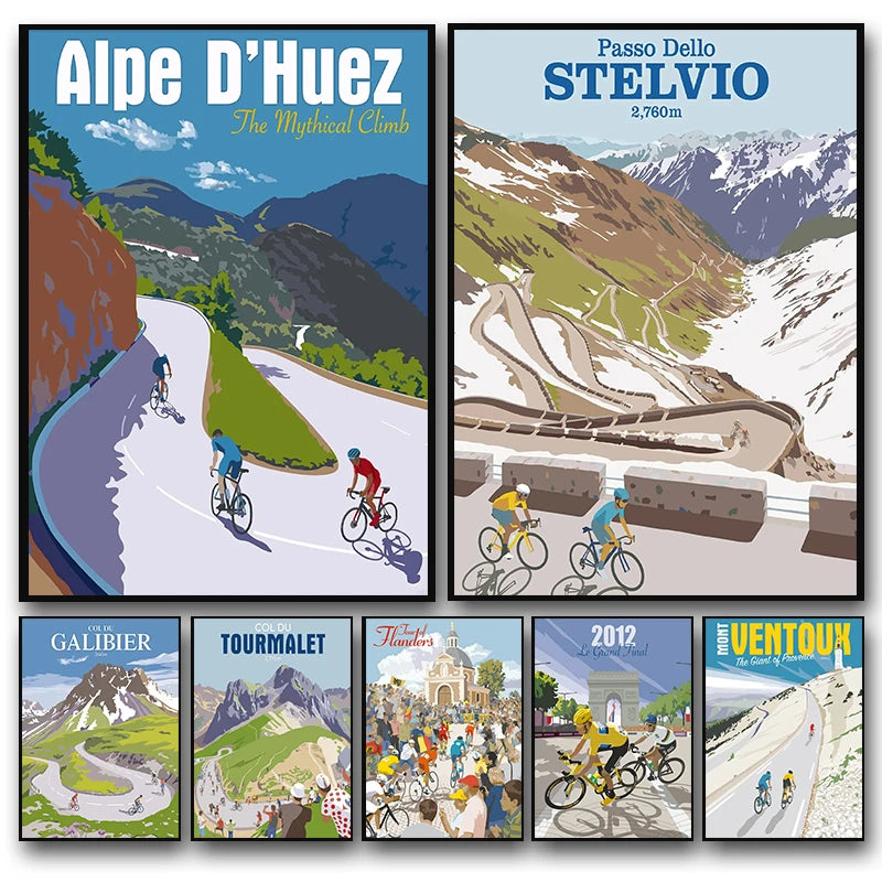 Classic Cycling Climb Canvas Prints