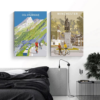 Classic Cycling Climb Canvas Prints