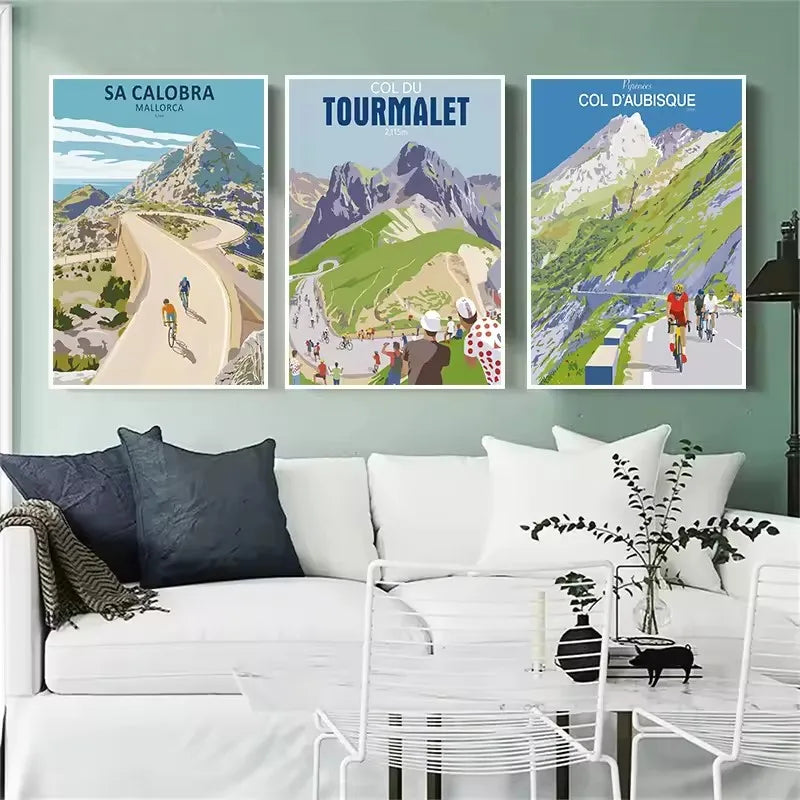 Classic Cycling Climb Canvas Prints